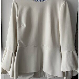 Alice + Olivia White Peplum Top